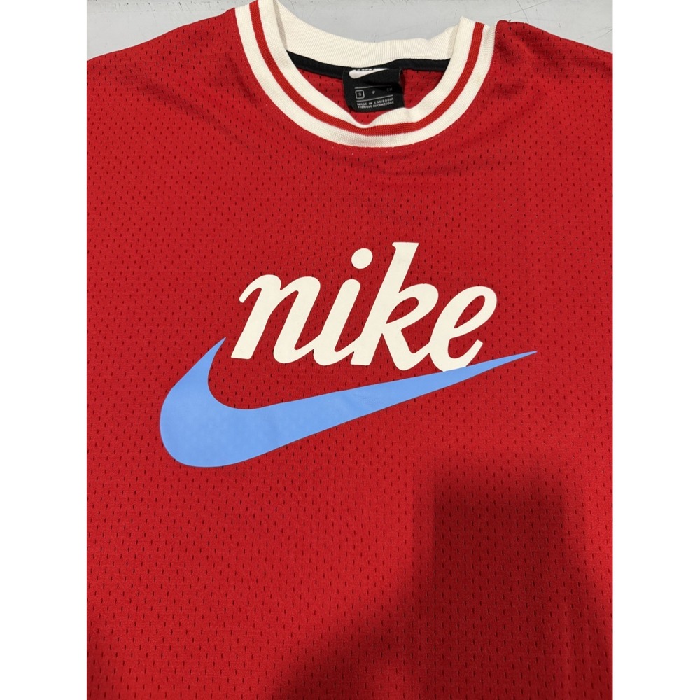 New Nike Sportswear Mesh Graphic Active Shirt Red Mens Size Small S